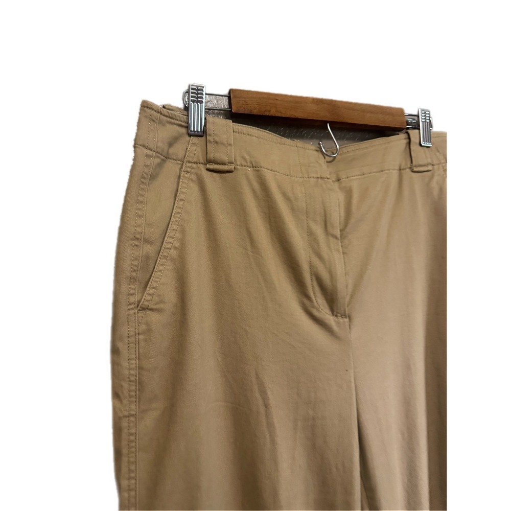 J. Crew Wide Leg Chino Pants Womens 8 Khaki Tan Excellent High Rise Cotton Blend - Picture 3 of 7